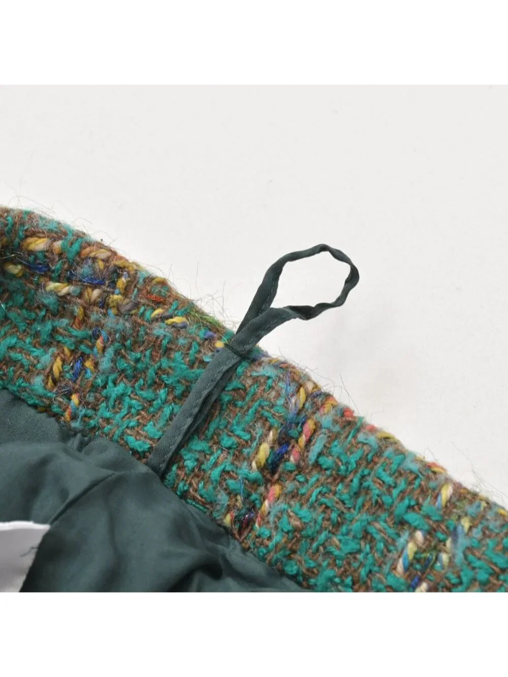 Chanel Tweed Flare Pants CC Logo Green Multicolor
